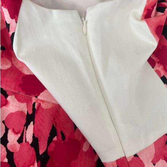 Jones New York Pink Floral Fit Flare Dress 12 V-Neck Back Cutout Summer Party‎ - Picture 10 of 16